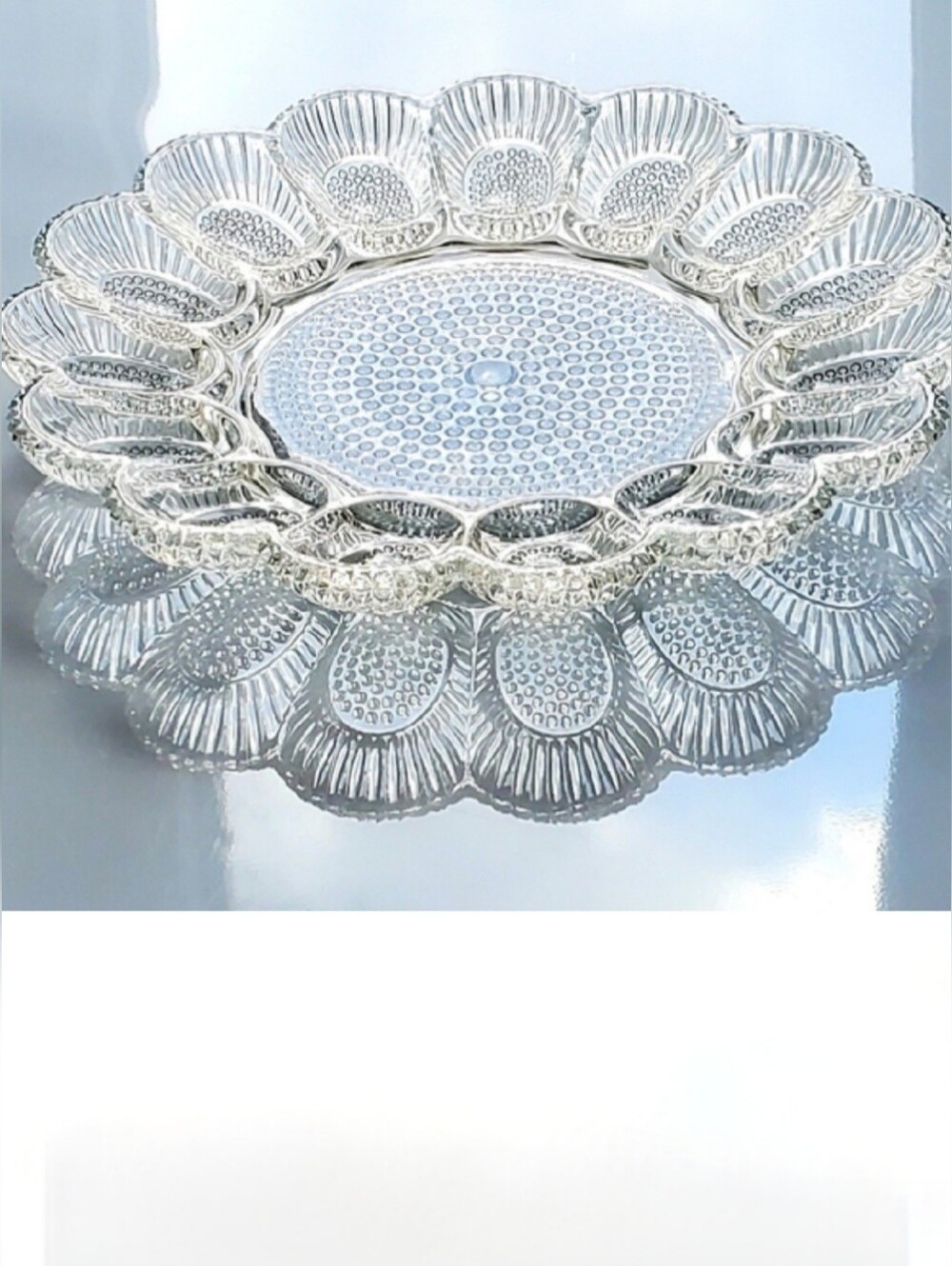 Vntg 11 1/4" 🥚🐣"Hobnail Clear" Deviled Egg Dish by Indiana Glass Made in 🇺🇸 - Picture 2 of 14